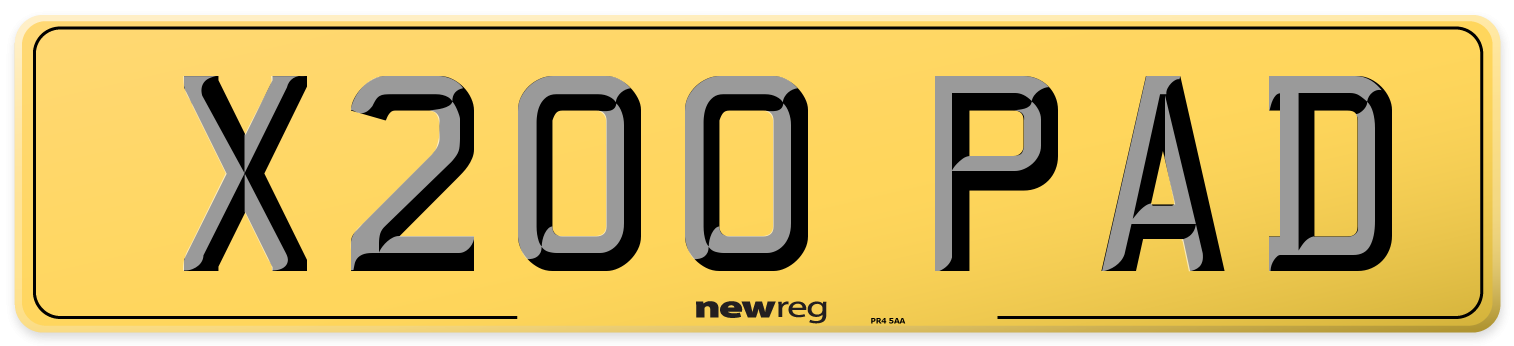 X200 PAD Rear Number Plate