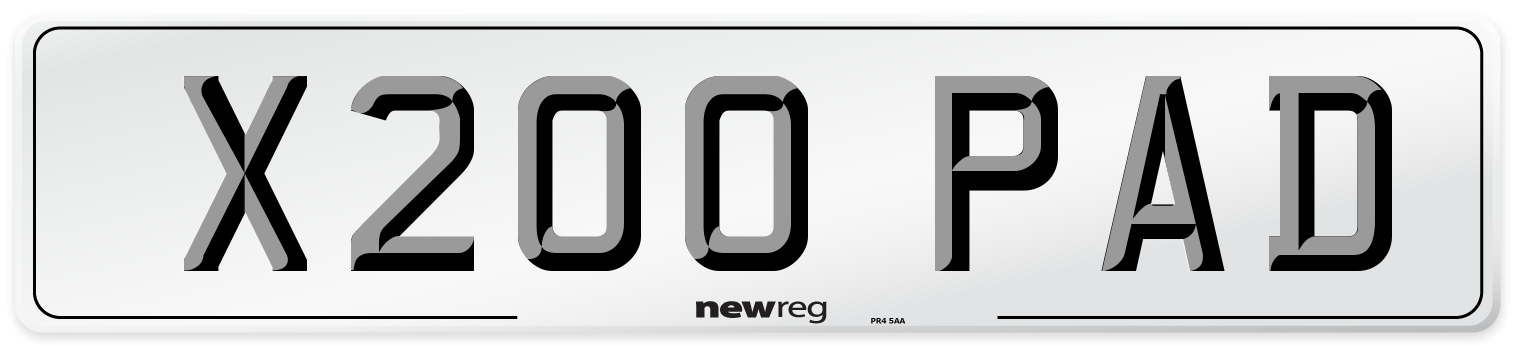 X200 PAD Front Number Plate