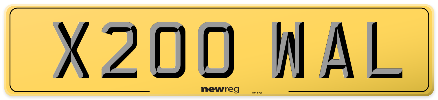 X200 WAL Rear Number Plate