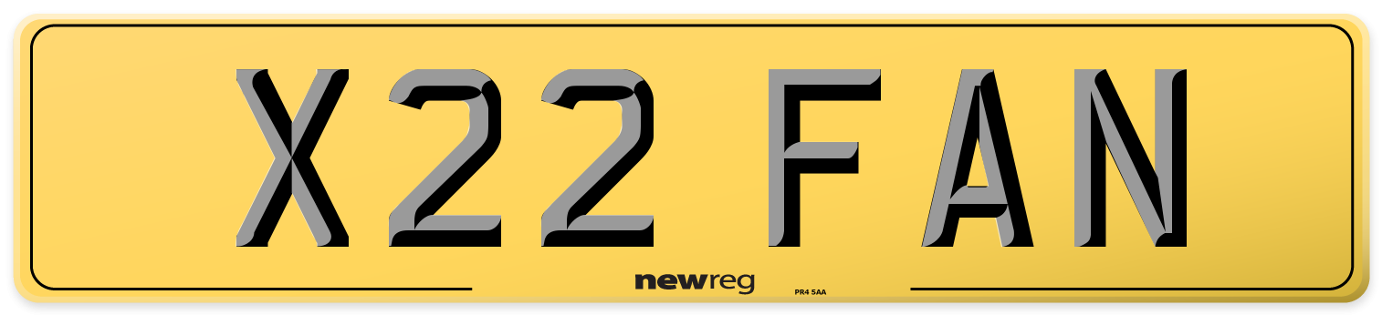 X22 FAN Rear Number Plate