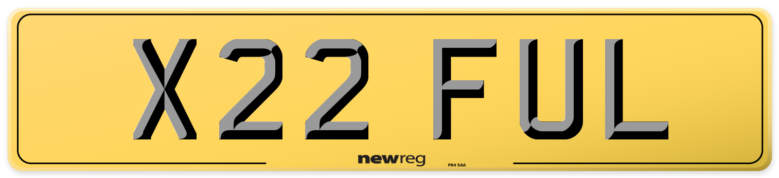 X22 FUL Rear Number Plate
