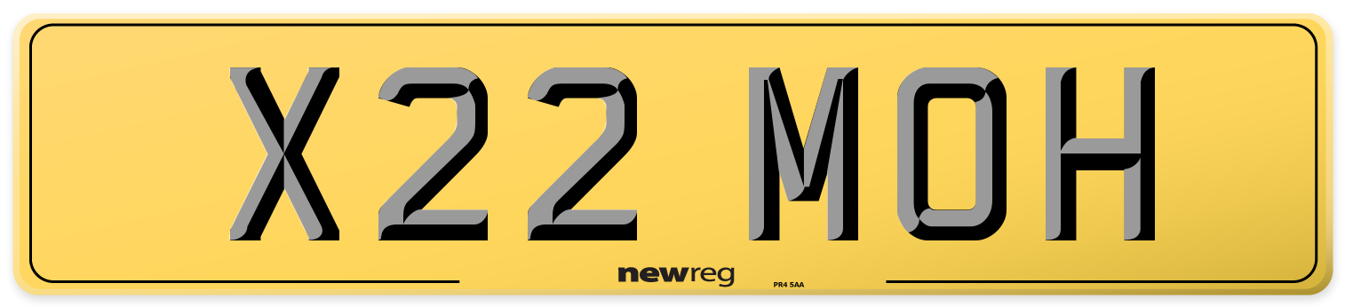 X22 MOH Rear Number Plate