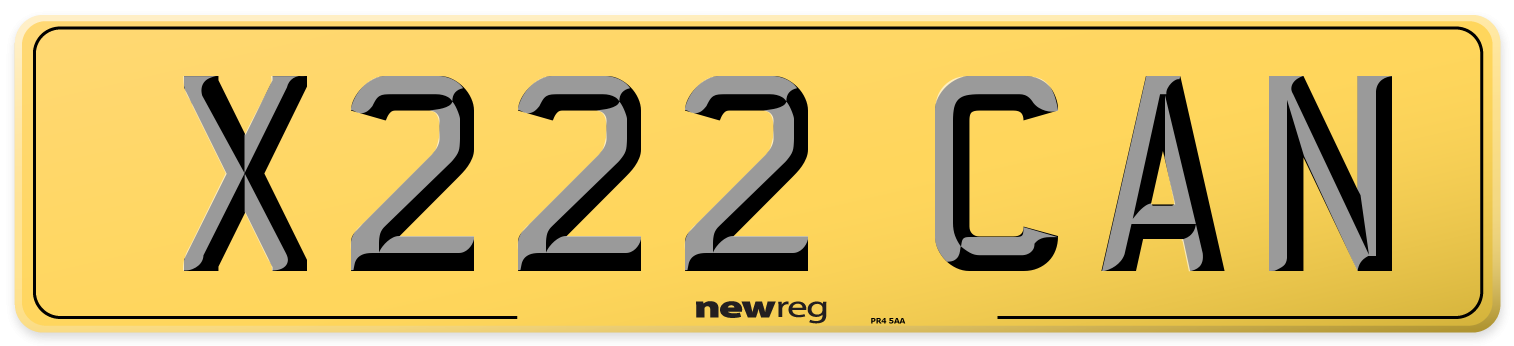 X222 CAN Rear Number Plate
