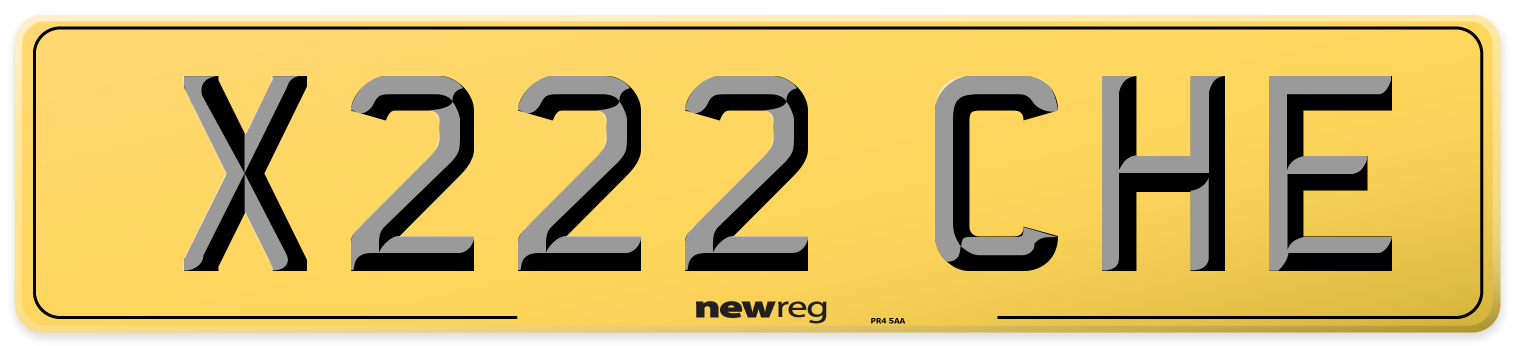 X222 CHE Rear Number Plate
