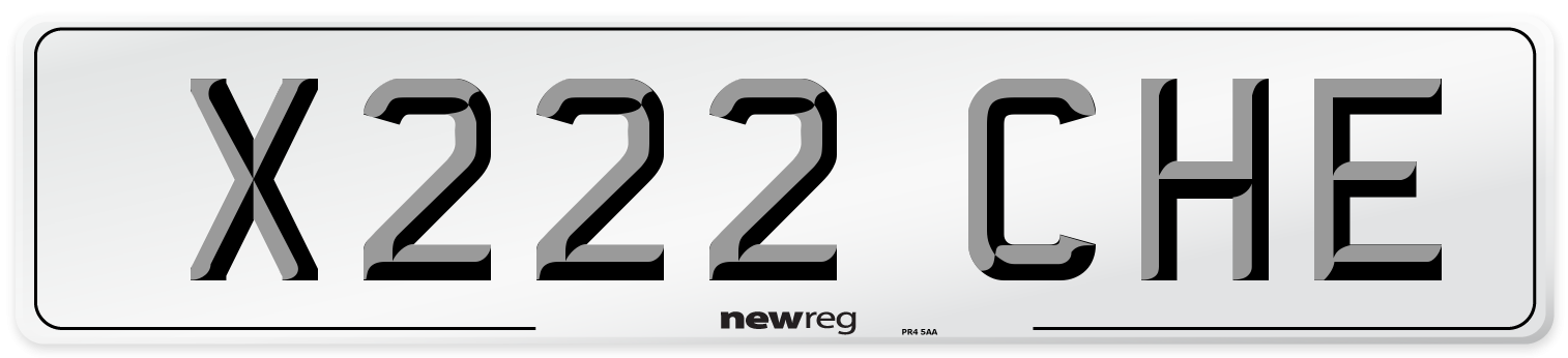 X222 CHE Front Number Plate