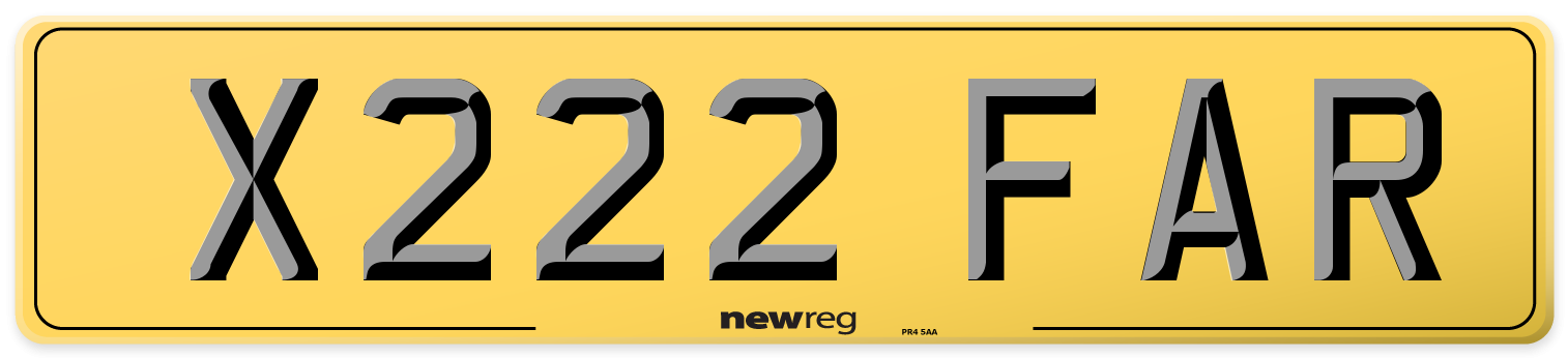 X222 FAR Rear Number Plate