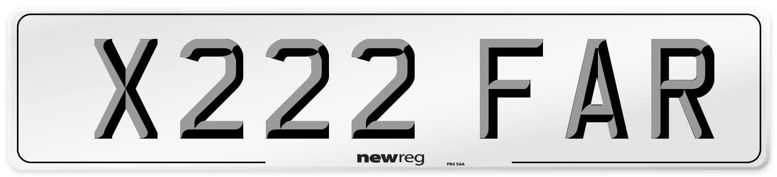 X222 FAR Front Number Plate