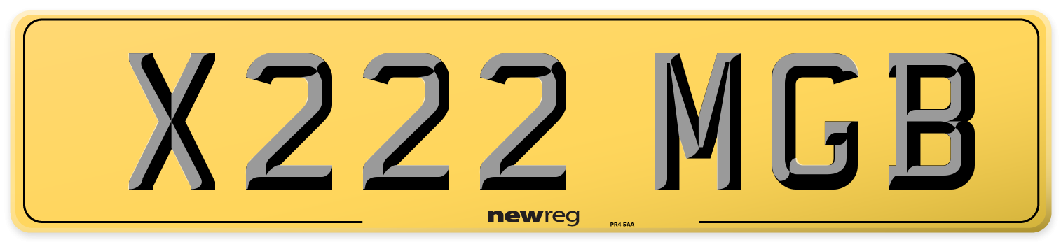 X222 MGB Rear Number Plate