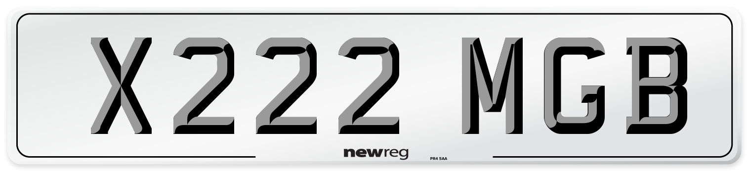 X222 MGB Front Number Plate