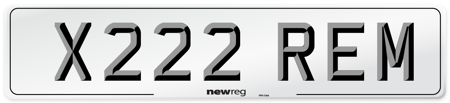 X222 REM Front Number Plate