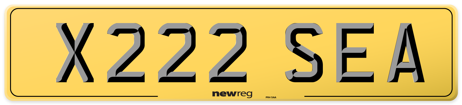 X222 SEA Rear Number Plate