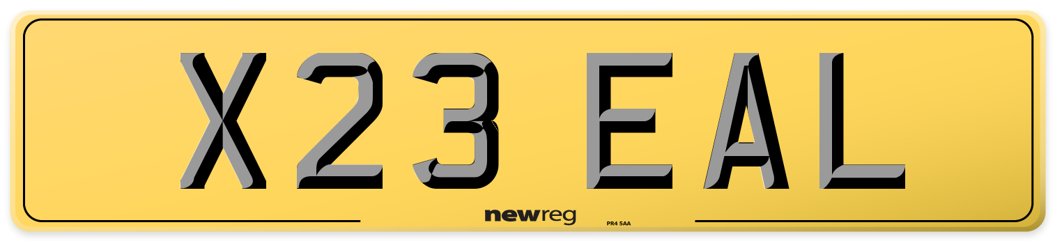 X23 EAL Rear Number Plate