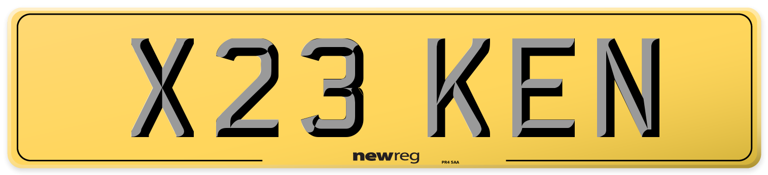 X23 KEN Rear Number Plate