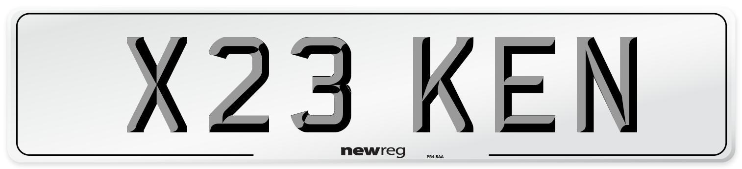 X23 KEN Front Number Plate