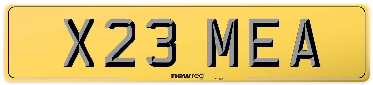 X23 MEA Rear Number Plate