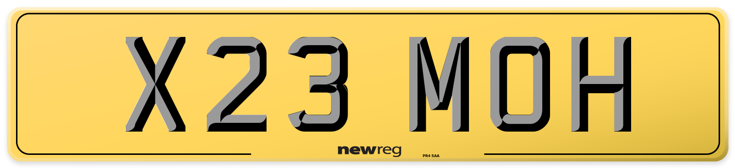 X23 MOH Rear Number Plate