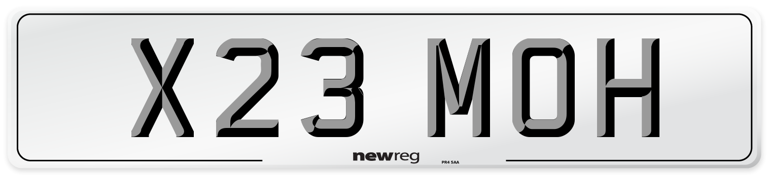 X23 MOH Front Number Plate