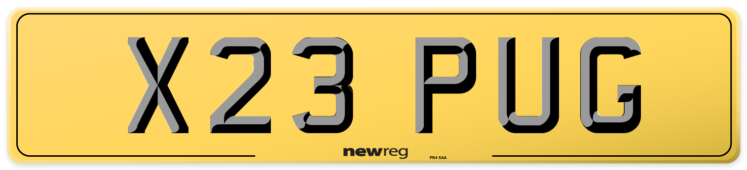X23 PUG Rear Number Plate