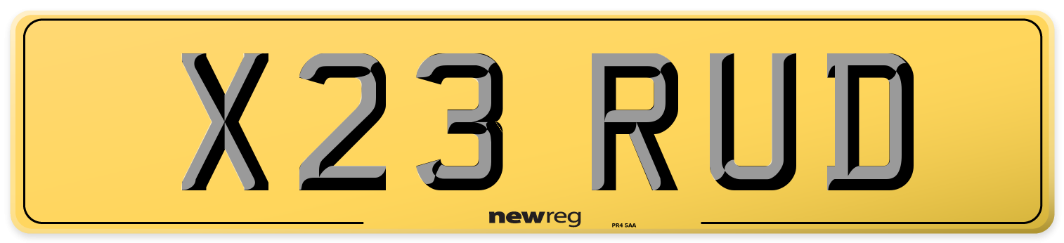 X23 RUD Rear Number Plate