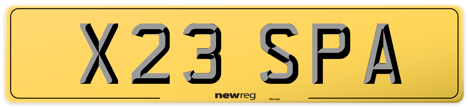 X23 SPA Rear Number Plate