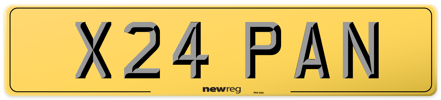 X24 PAN Rear Number Plate