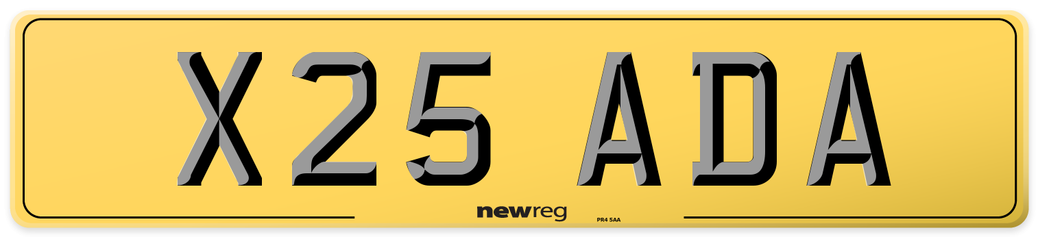 X25 ADA Rear Number Plate