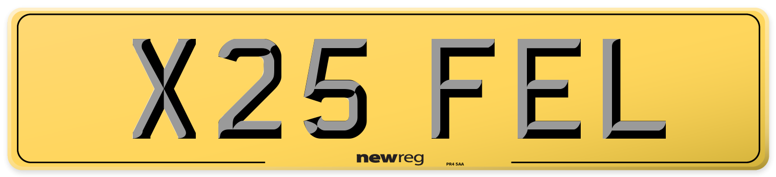 X25 FEL Rear Number Plate