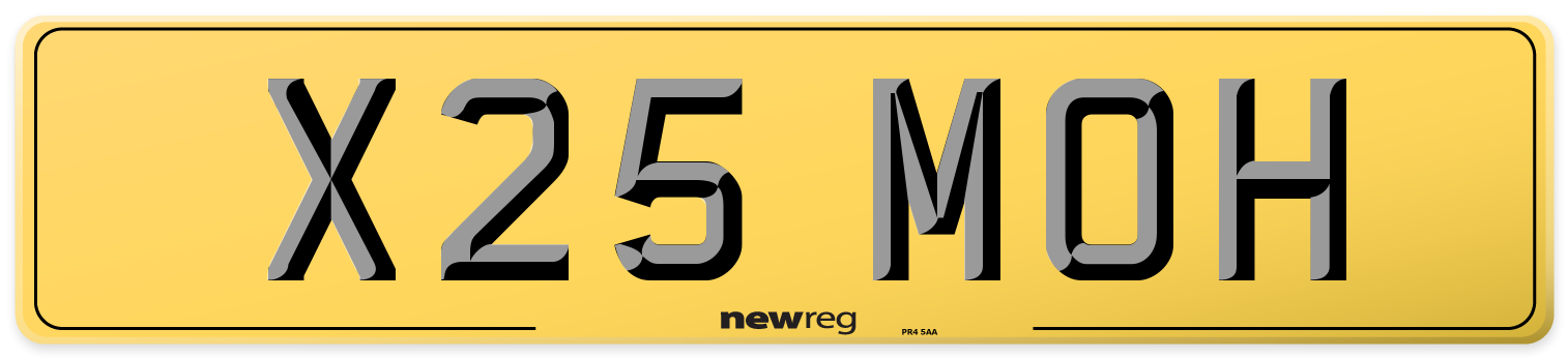 X25 MOH Rear Number Plate