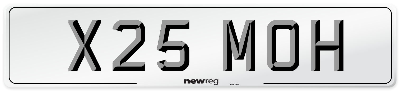 X25 MOH Front Number Plate