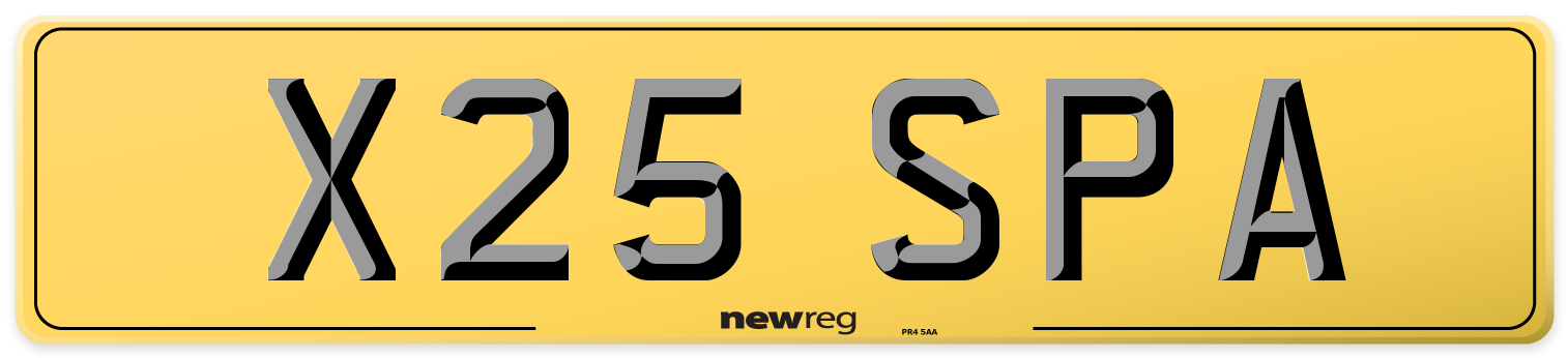 X25 SPA Rear Number Plate