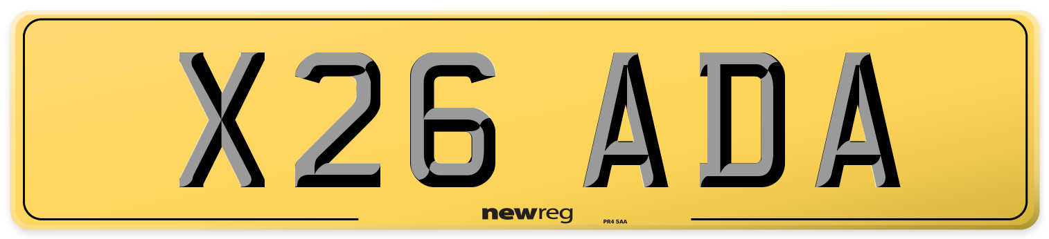 X26 ADA Rear Number Plate