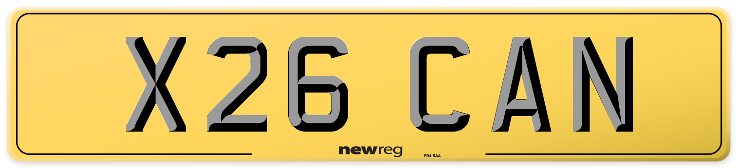 X26 CAN Rear Number Plate
