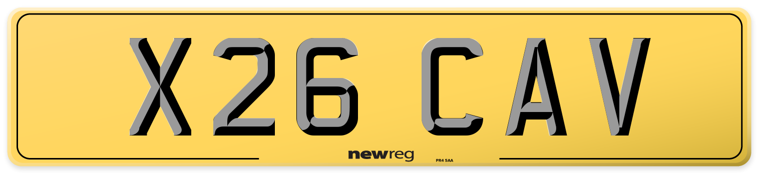 X26 CAV Rear Number Plate