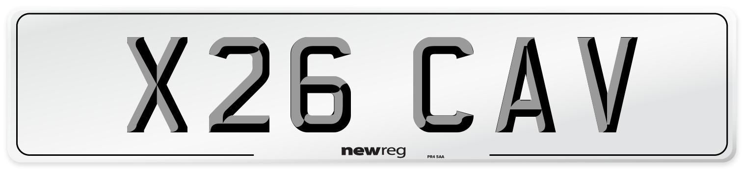 X26 CAV Front Number Plate