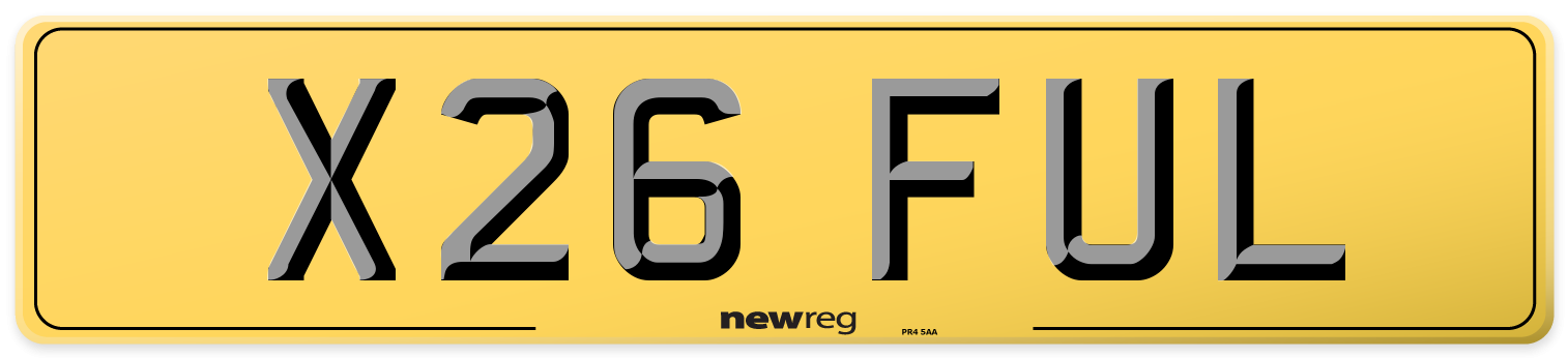 X26 FUL Rear Number Plate