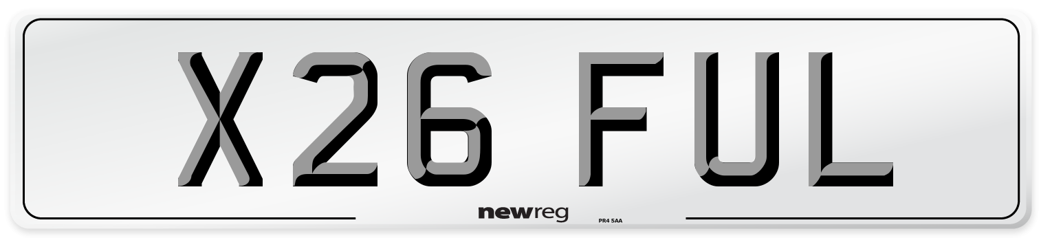 X26 FUL Front Number Plate