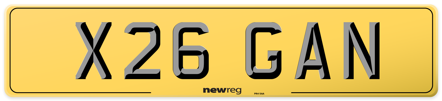 X26 GAN Rear Number Plate