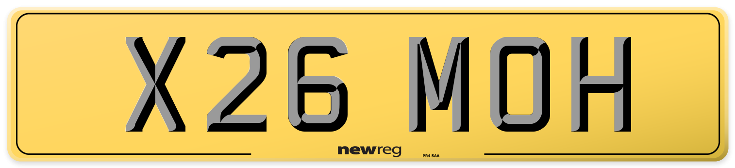 X26 MOH Rear Number Plate