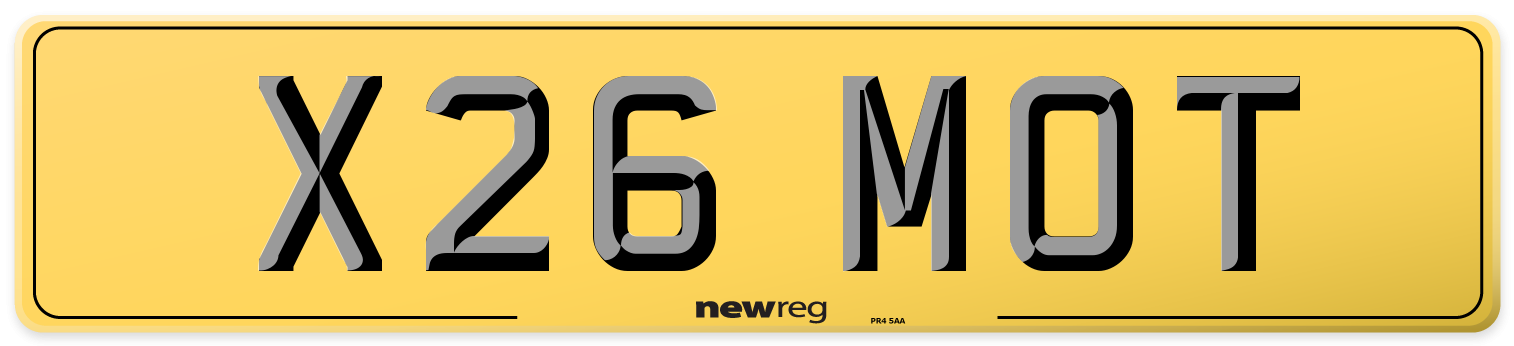 X26 MOT Rear Number Plate