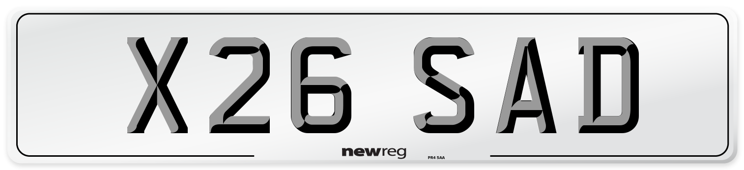X26 SAD Front Number Plate