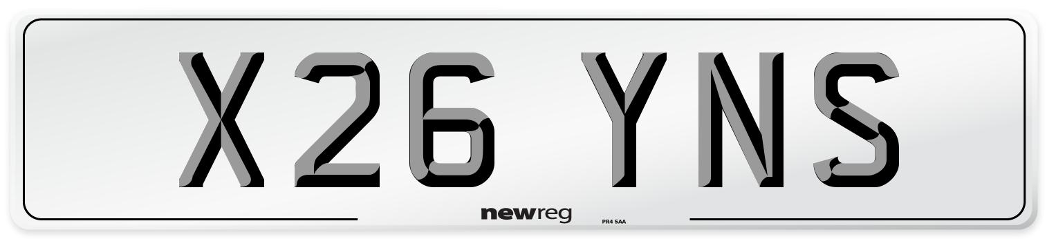 X26 YNS Front Number Plate