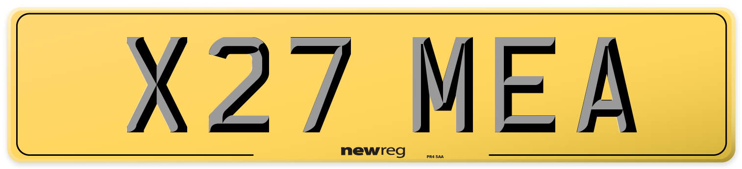 X27 MEA Rear Number Plate