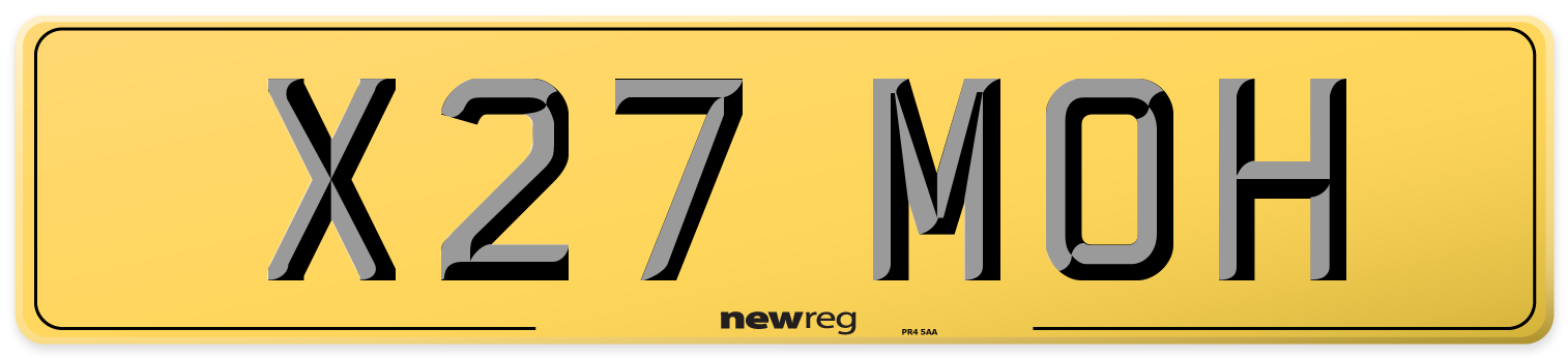 X27 MOH Rear Number Plate