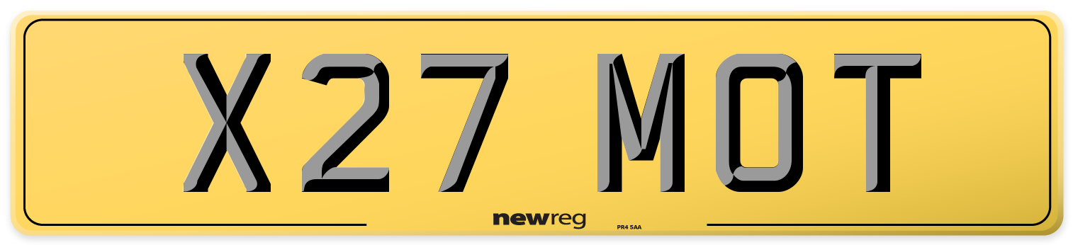 X27 MOT Rear Number Plate