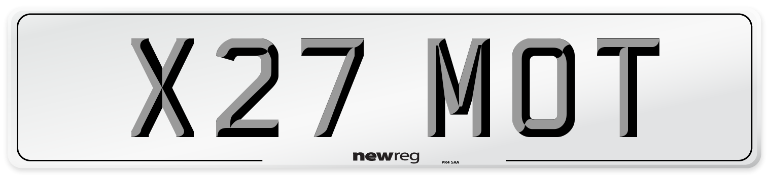X27 MOT Front Number Plate