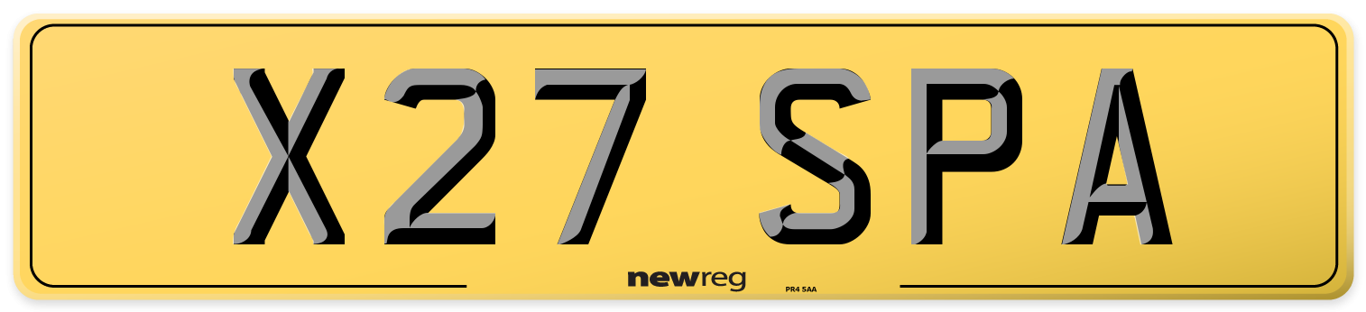 X27 SPA Rear Number Plate
