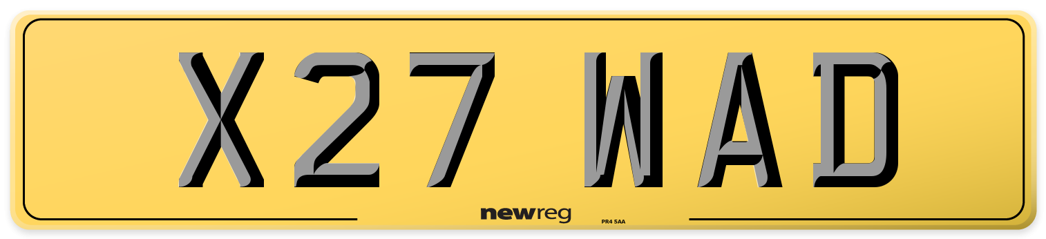X27 WAD Rear Number Plate