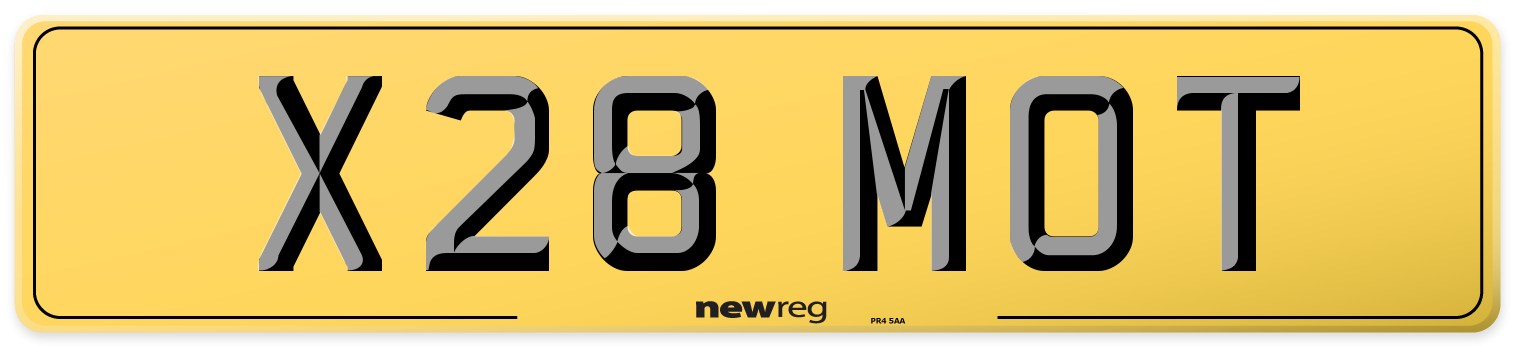 X28 MOT Rear Number Plate