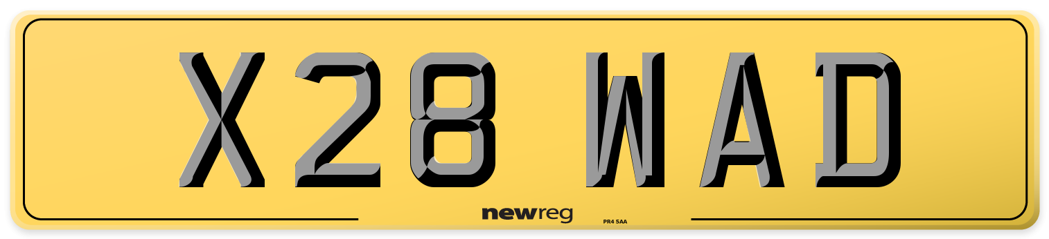 X28 WAD Rear Number Plate