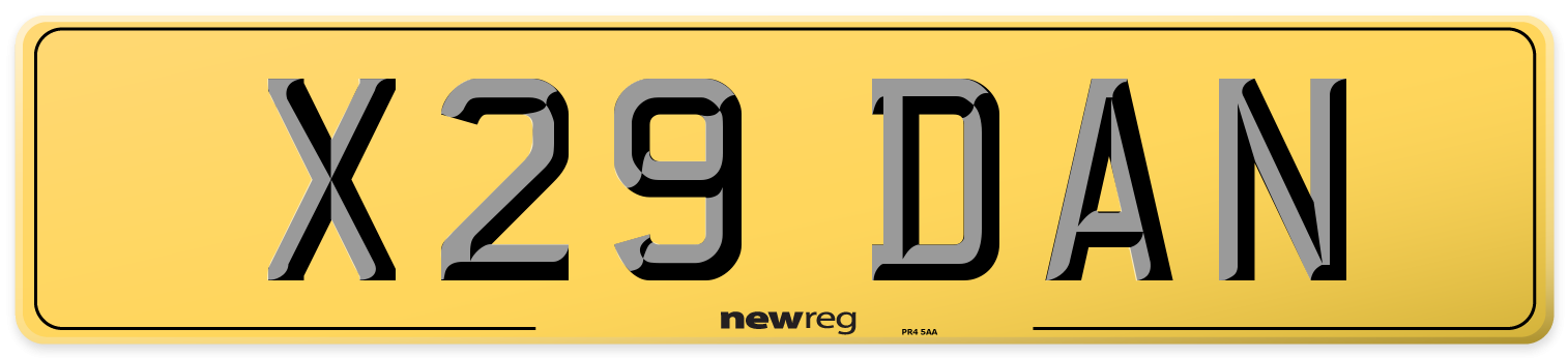 X29 DAN Rear Number Plate